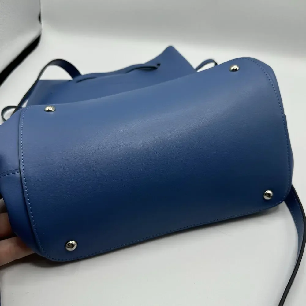 Lodis Blue Leather Drawstring Crossbody Bag - Picture 5 of 7